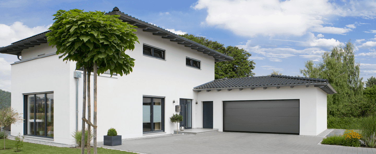 Superior overhead sectional door Style in grey aluminum