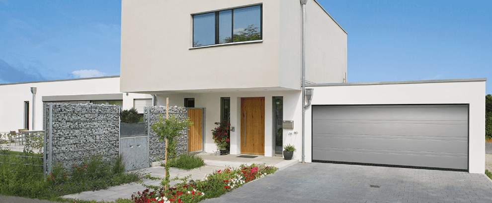 Superior overhead sectional door Flair in white aluminum